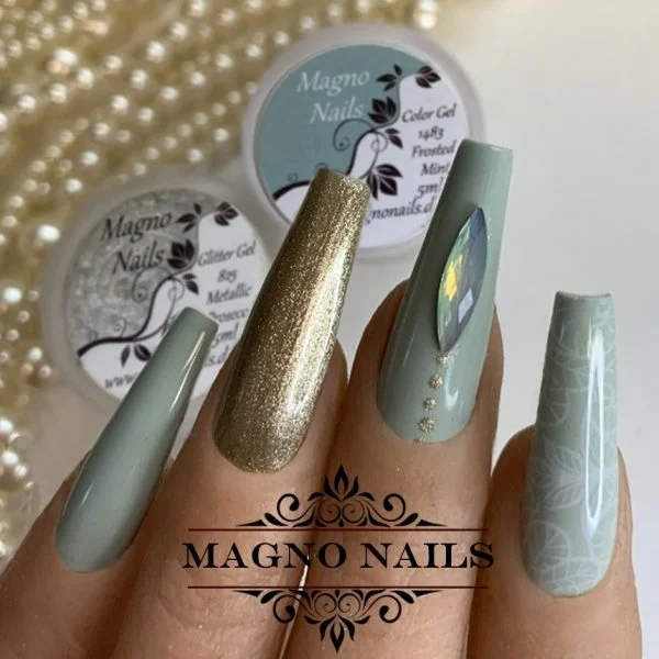 Winter Nägel Grau Mint